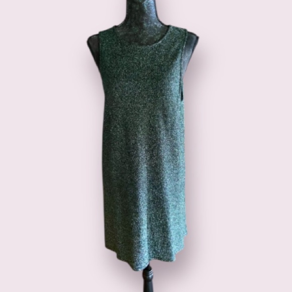 Olivia Sky Metallic Green Sleeveless Tunic Top